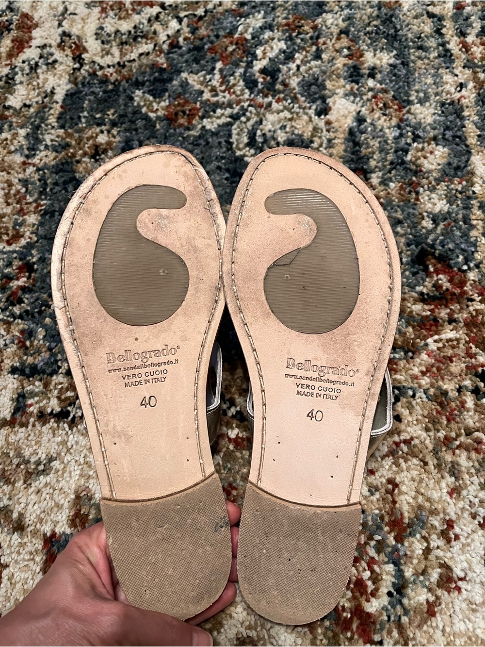 Almafi Bellogrado Anni ‘70 Platino light gold Leather Toe-Loop Sandals - Women's - Picture 6 of 8